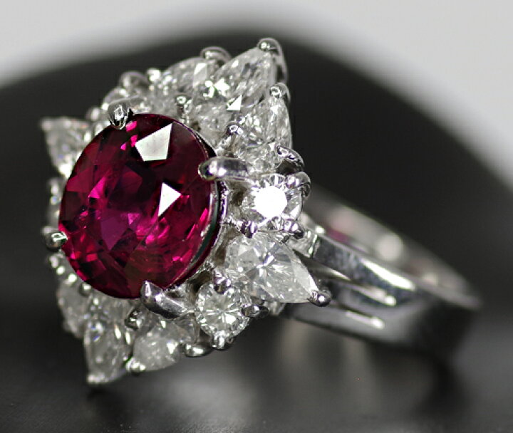 値下げ！！☆ 天然 ルビー 1.03ct うつむき 大粒 ダイヤモンド0.55 リング 