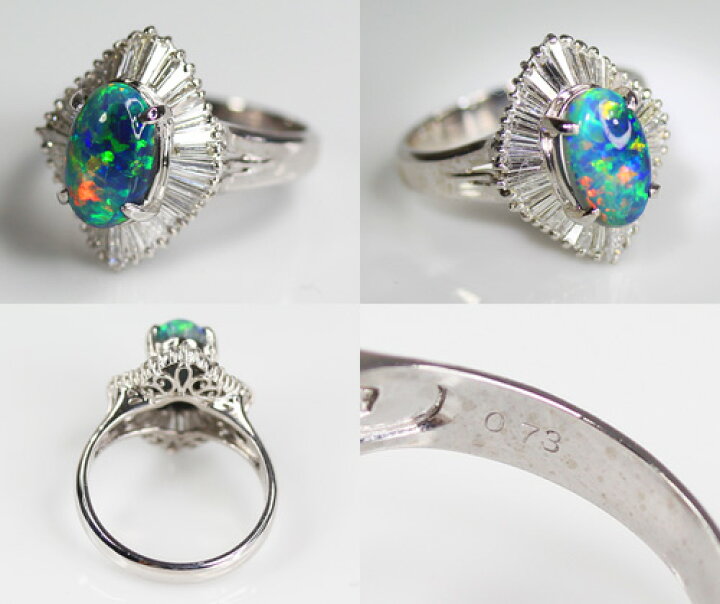 楽天市場】＜遊色効果＞ブラックオパール 1.7ct ダイヤモンド 0.73ct 