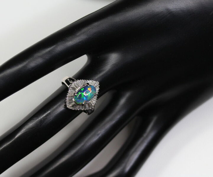楽天市場】＜遊色効果＞ブラックオパール 1.7ct ダイヤモンド 0.73ct 