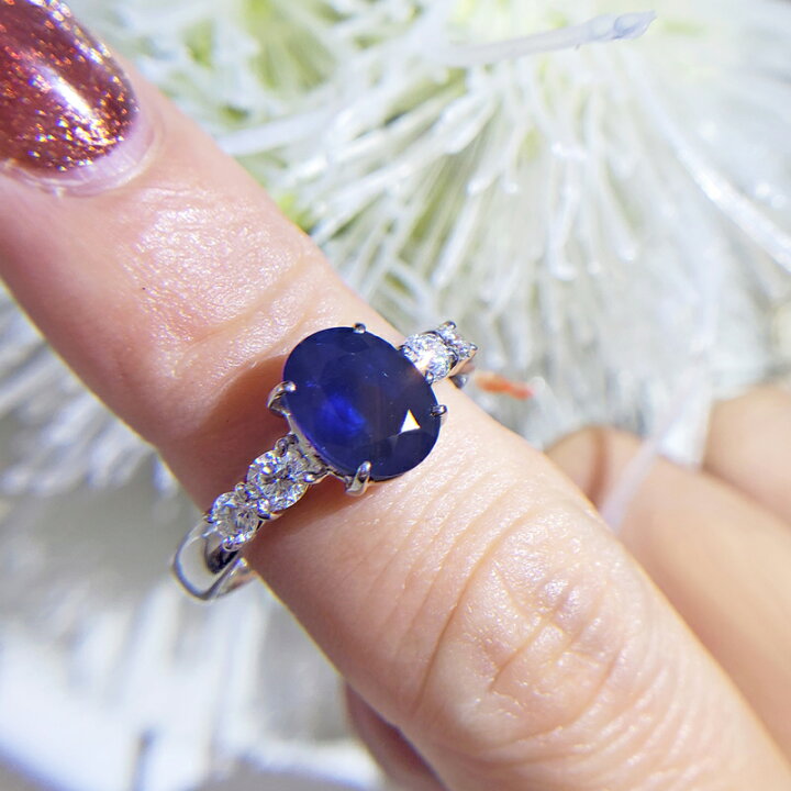 楽天市場】ブルーサファイア 2.41ct リング 16号 PT900 プラチナ  