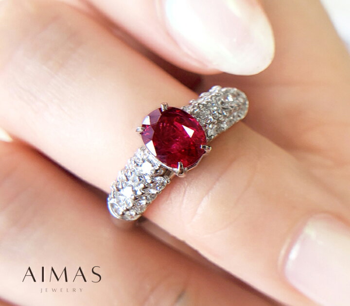楽天市場】ルビー 1.223ct ダイヤモンド パヴェダイヤ 0.5ct オーバル  