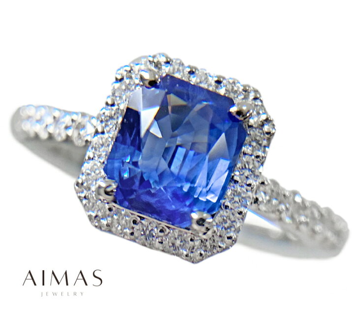 楽天市場】ブルーサファイア 1.64ct ダイヤモンド 0.44ct クッション 