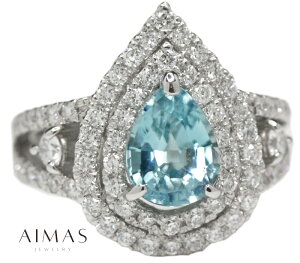 グランディディエライト 1.7ct リング 12号 PT900 プラチナ ダイヤモンド 指輪 ペアシェイプ ティアドロップ 二重取り巻き ヘイローデザイン グランディディエライトリング 希少石 レアストー