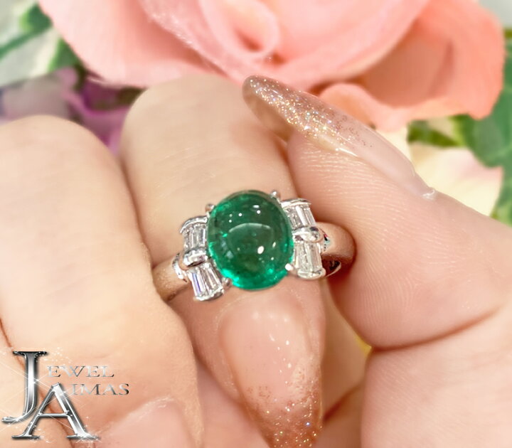 楽天市場】エメラルド 2.77ct ダイヤモンド 0.25ct カボションカット  