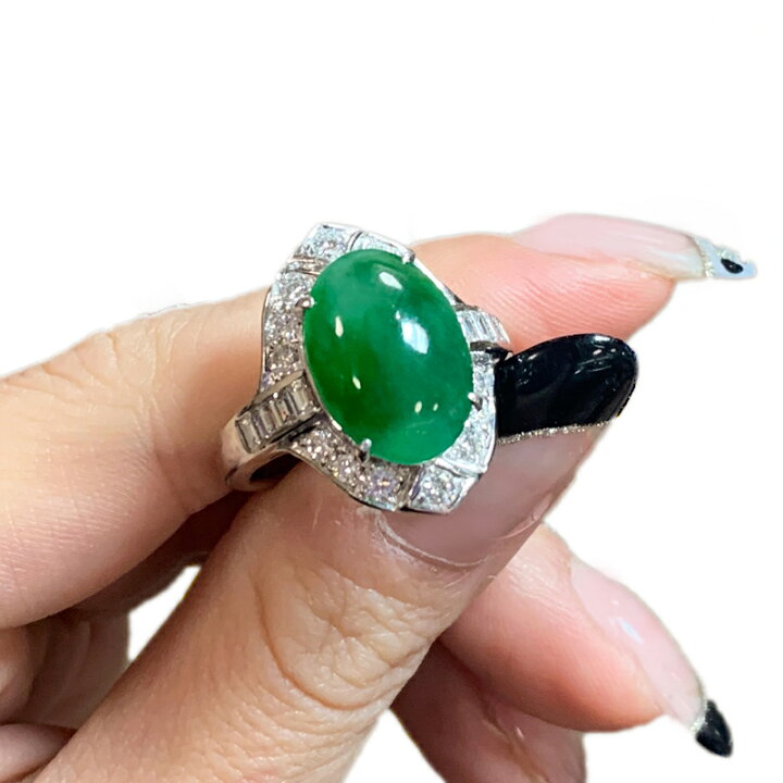 楽天市場】翡翠 6.18ct リング 14号 PT900 プラチナ 指輪 ダイヤモンド  