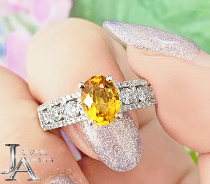 楽天市場】イエローサファイア 1.44ct ダイヤモンド 0.56ct オーバル 