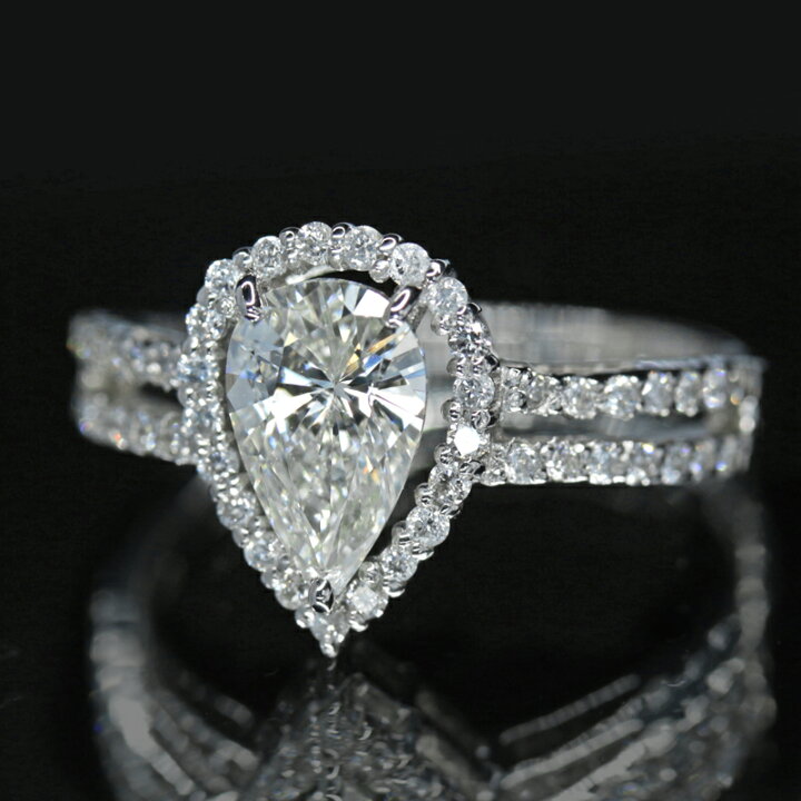 リメイク】PT900 ダイヤモンド リング 1.021CT G SI2 ペアシェイプ  
