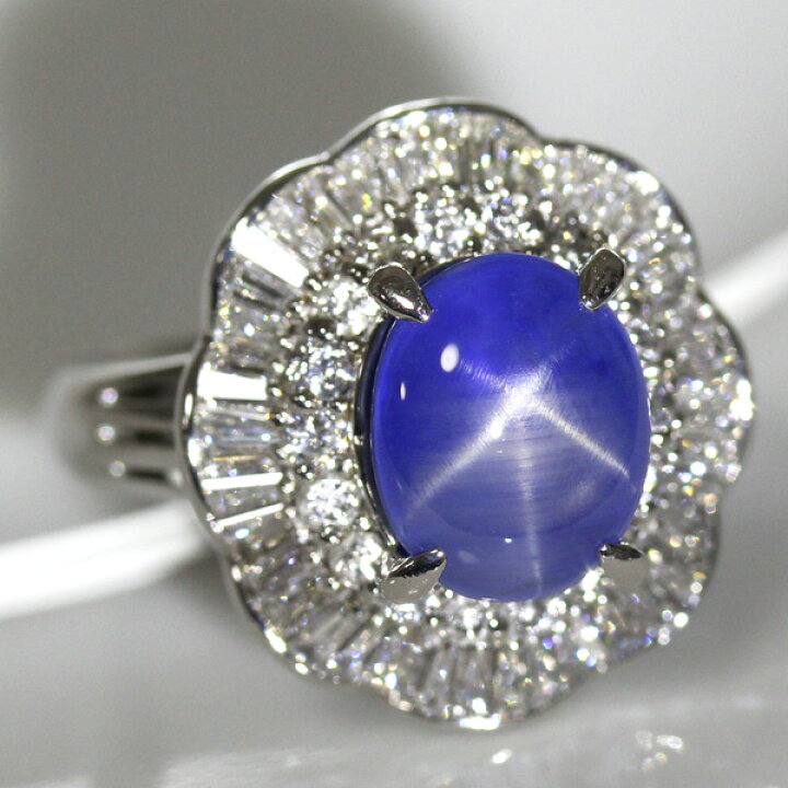 楽天市場】ブルースターサファイア 6.36ct リング 13号 PT900 プラチナ 