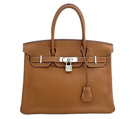 【HERMES】エルメス バーキン 30 トリヨンクレマンス ハンド トート バッグ ナチュラル ゴールド系 ブラウン系 茶系 シルバー 金具 □L刻印【中古】【送料無料】RYR.N