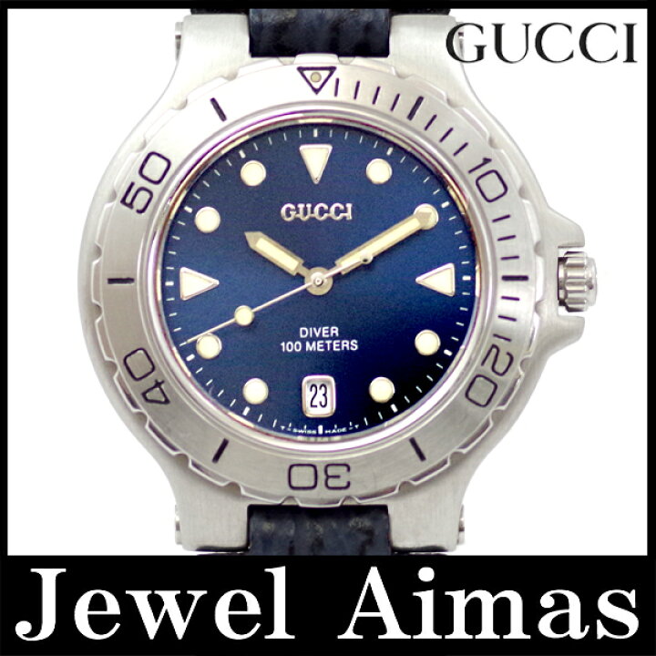 楽天市場】【GUCCI】グッチ ダイバー 9750M 回転ベゼル デイト 100m 
