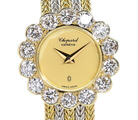 【Chopard】ショパール ドレスウォッチ ジュエリーウォッチ 純正ダイヤモンドベゼル ラグダイヤ ラージメレダイヤ ゴールド 文字盤 金無垢 K18YG/K18WG 750 イエローゴールド ホワイトゴールド レディース クォーツ【中古】【送料無料】【腕時計】RZB.N