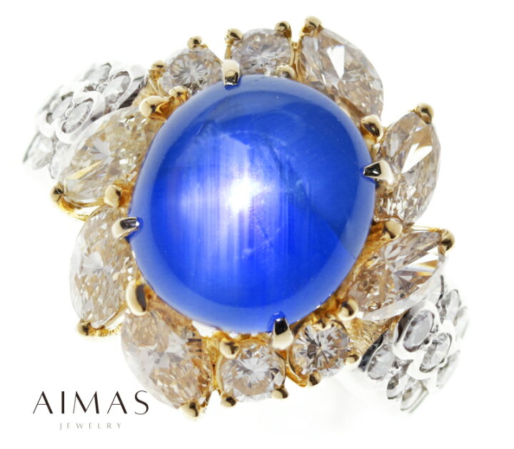 楽天市場】ミャンマー産スターサファイア 7.72ct リング12号 PT900  