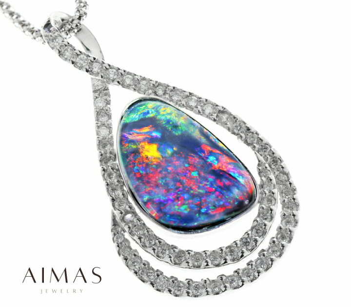 楽天市場】極上 ブラックオパール 5.26ct ネックレス PT900 K18WG  