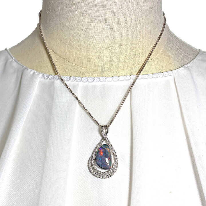 楽天市場】極上 ブラックオパール 5.26ct ネックレス PT900 K18WG  