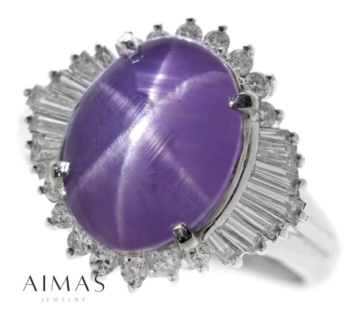 楽天市場】パープルスターサファイア 6.87ct ダイヤモンド リング 15号  