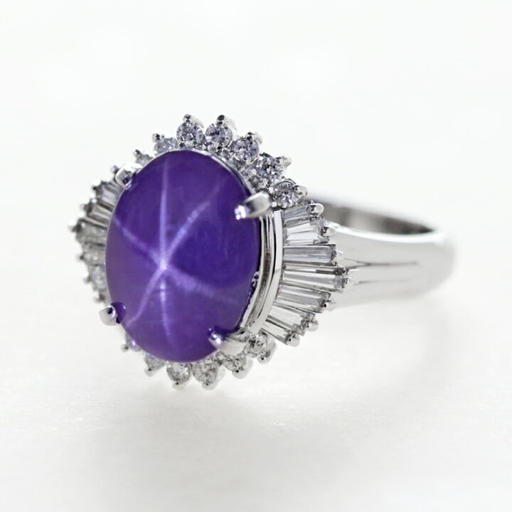 楽天市場】パープルスターサファイア 6.87ct ダイヤモンド リング 15号  