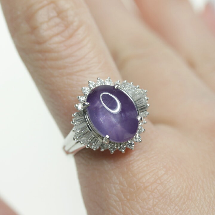楽天市場】パープルスターサファイア 6.87ct ダイヤモンド リング 15号  