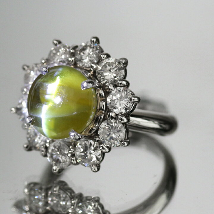 楽天市場】クリソベリルキャッツアイ 5.59ct リング 13号 PT900  