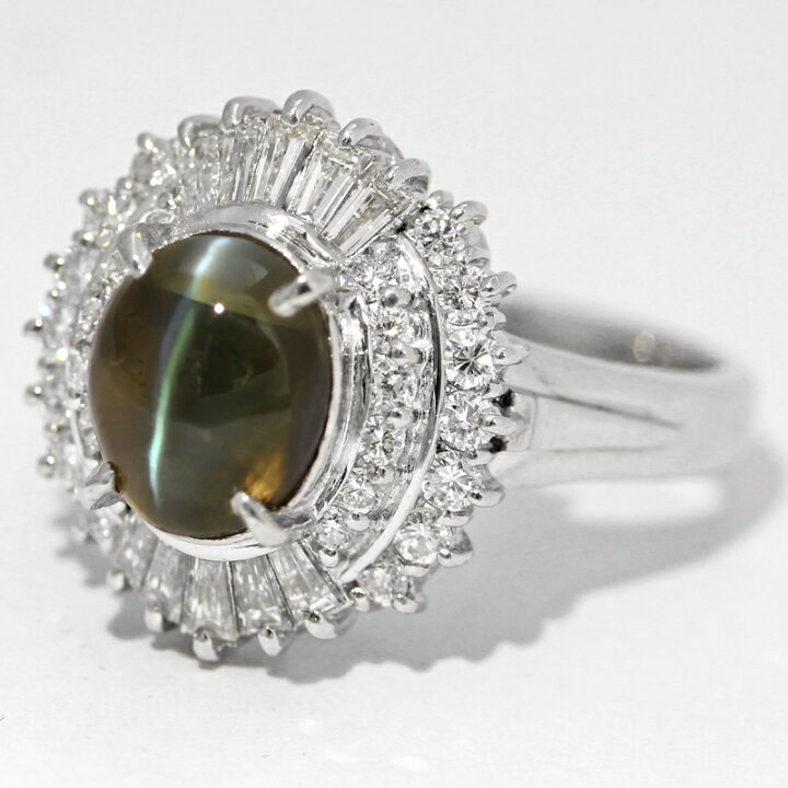 楽天市場】クリソベリルキャッツアイ 3.68ct リング 12.5号 PT900 