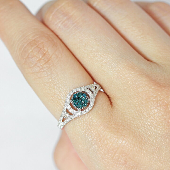 楽天市場】ブルートリーダイヤモンド 0.5ct リング 12号 K18WG  