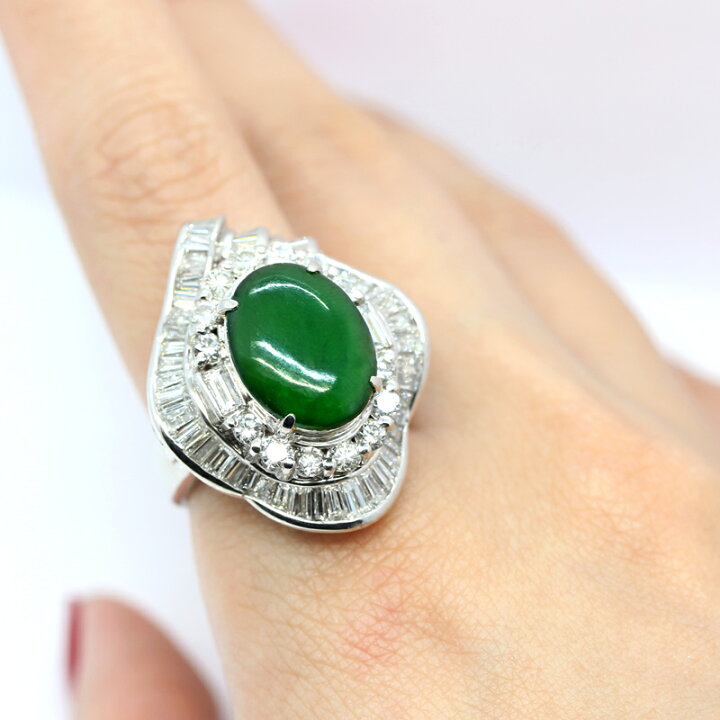 楽天市場】翡翠 4.43ct リング 13号 PT900 プラチナ 指輪 ダイヤモンド 