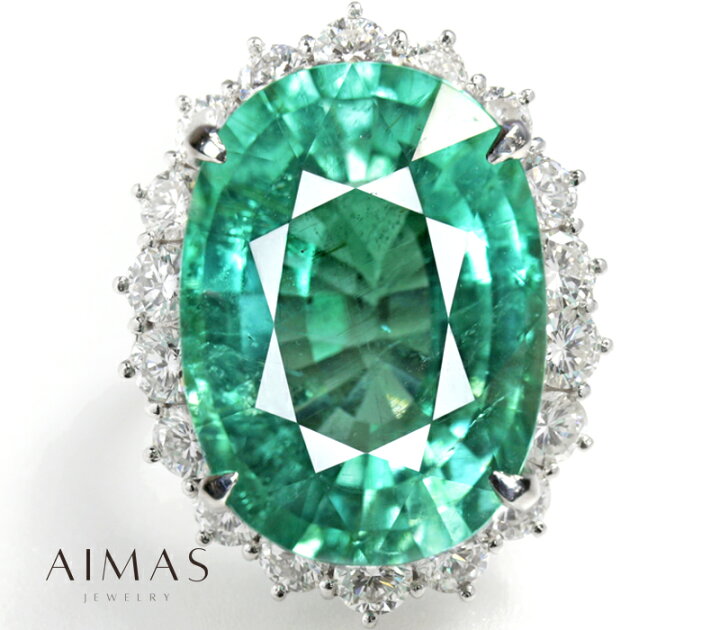 楽天市場】特大大粒パライバトルマリン 25ct リング PT900 プラチナ 