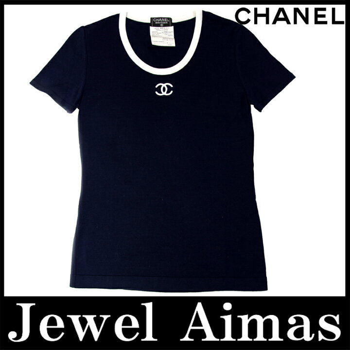 楽天市場】【CHANEL】シャネル 半袖 ニット Tシャツ 94P ネイビー 紺 