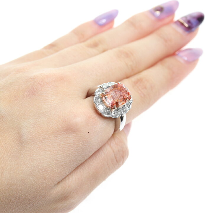 楽天市場】【ｾｰﾙ】パパラチアサファイア 6.11ct リング 12.5号 PT900 