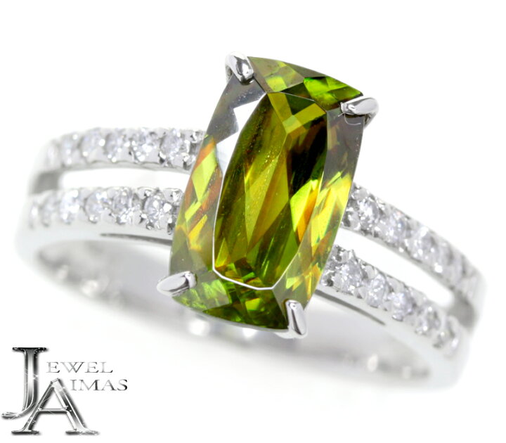 楽天市場】スフェーン 2.4ct ダイヤモンド レクタングル 割腕 リング 