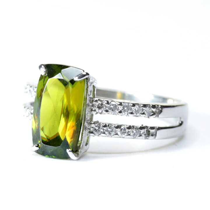 楽天市場】スフェーン 2.4ct ダイヤモンド レクタングル 割腕 リング 