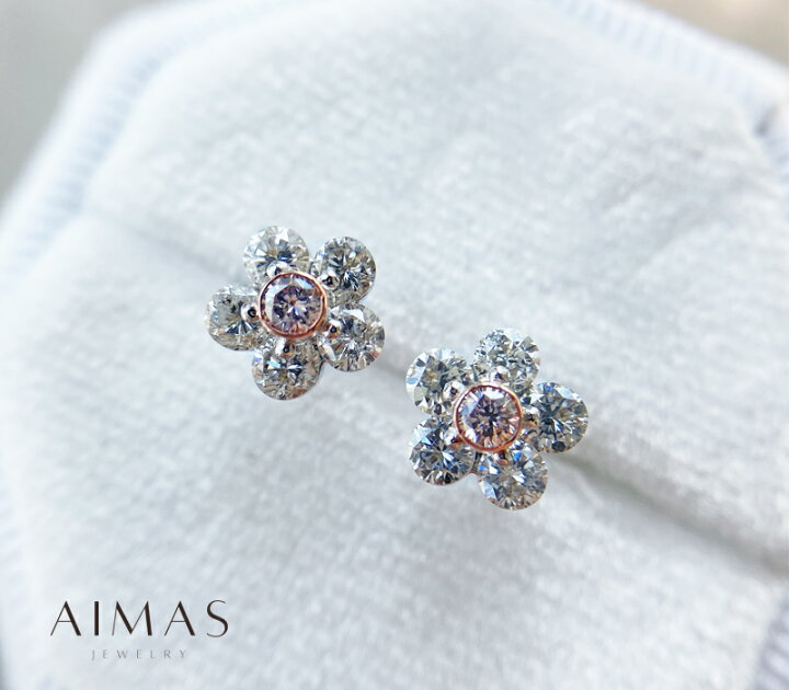 楽天市場】ピンクダイヤモンド 0.071ct/0.068ct ピアス K18WG/PG 