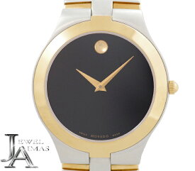 【MOVADO】モバード Two-Tone Link Bracelet Modern ツートーン リンク 黒 ブラック 文字盤 SS ステンレス YG イエローゴールド コンビ メンズ クォーツ【中古】【送料無料】【腕時計】