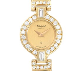 【セール】【Chopard】ショパール ドレスウォッチ ジュエリーウォッチ ダイヤモンドベゼル ラグダイヤ ラージメレダイヤ バゲットダイヤ ゴールド 文字盤 金無垢 K18YG イエローゴールド 純正K18YGベルト レディース クォーツ【中古】【送料無料】【腕時計】