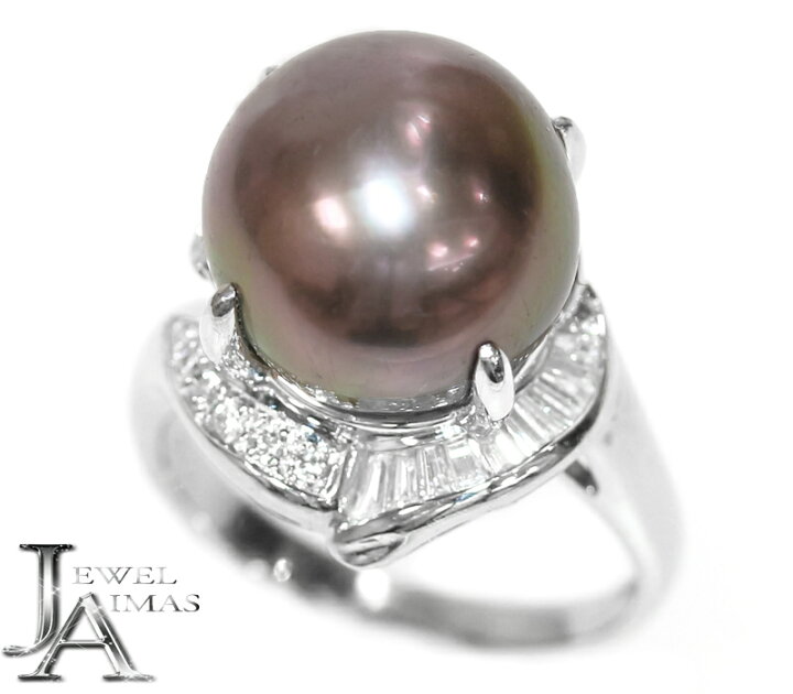 楽天市場】黒蝶真珠 黒蝶パール 約13mm ダイヤモンド 0.38ct リング 14 