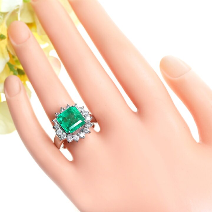 楽天市場】コロンビア産エメラルド ビビッドグリーン 5.84ct リング 16  