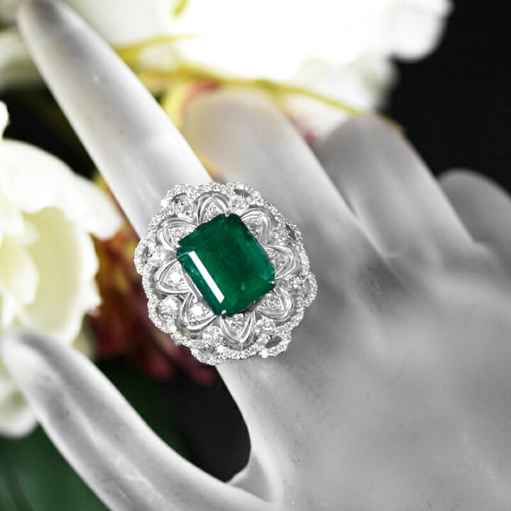 楽天市場】コロンビア産ビビッドグリーンエメラルド 6.03ct リング 13 