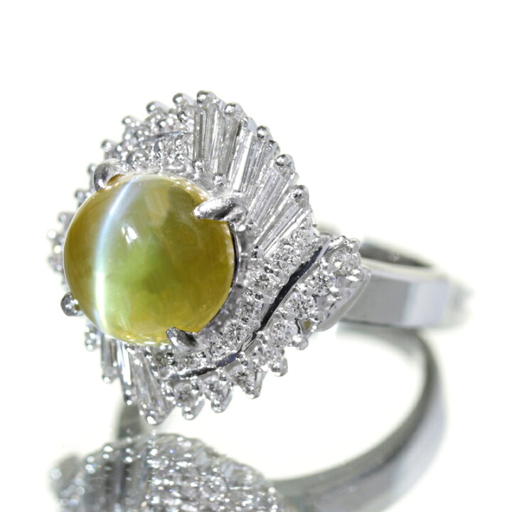 楽天市場】クリソベリルキャッツアイ 6.38ct リング 9号 PT900 