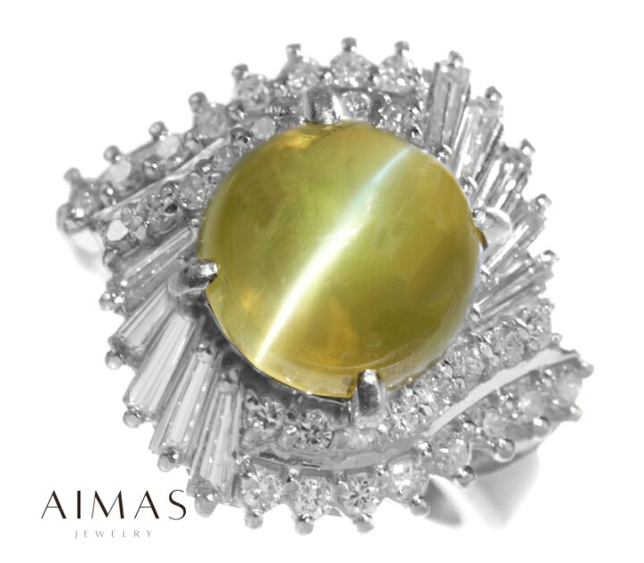 楽天市場】クリソベリルキャッツアイ 6.38ct リング 9号 PT900 