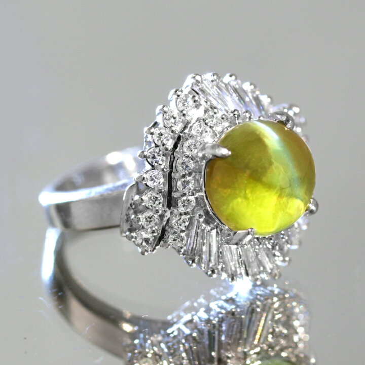楽天市場】クリソベリルキャッツアイ 6.38ct リング 9号 PT900 