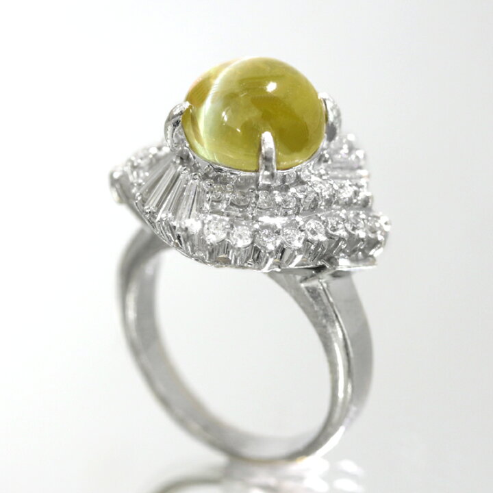 楽天市場】クリソベリルキャッツアイ 6.38ct リング 9号 PT900 