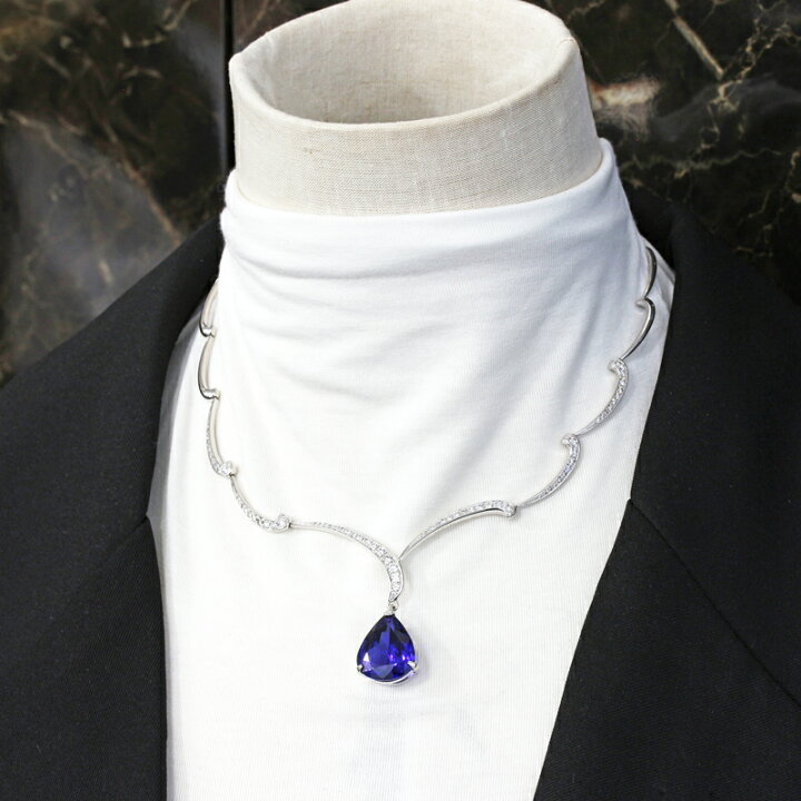 楽天市場】タンザナイト 13.8ct ネックレス K18WG ホワイトゴールド 18  