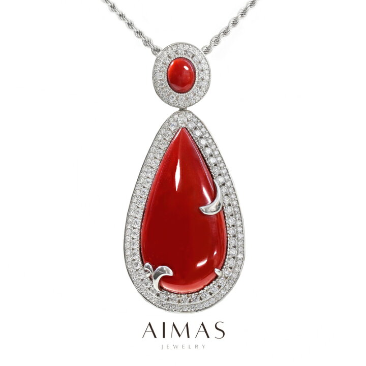 楽天市場】赤珊瑚 74.79ct/2.12ct ネックレス PT900/850 プラチナ  