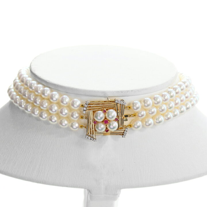 楽天市場】【MIKIMOTO】ミキモト あこや真珠 6.5mm-6.8mm 3連 
