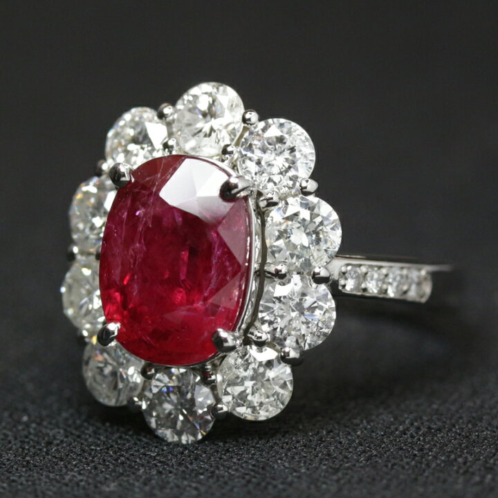 楽天市場】ピジョンブラッド ルビー 4.24ct リング 12号 PT900  