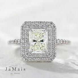 【JaMais】Double -ドゥブル - ダイヤモンド(M SI-1) 1.008ct リング 13号 PT900 プラチナ 指輪 ダイアモンド ラディアントカット スクエア 四角 ダイヤ取り巻き 二重取り巻き ダイヤリング 大ぶり 目立つ 4月誕生石 金剛石 ＜ソーティング＞【Original Jewelry】