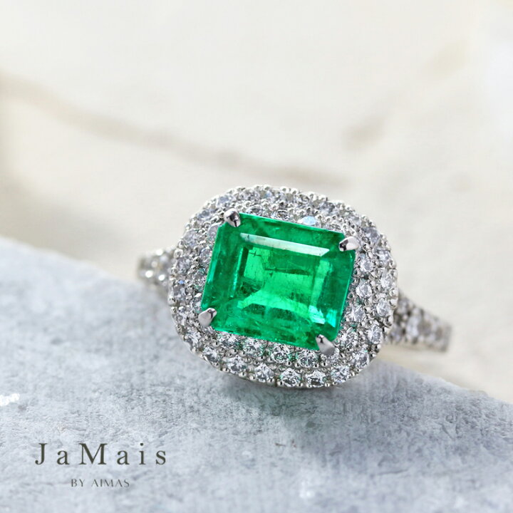 楽天市場】【JaMais】コロンビア産ビビッドグリーンエメラルドリング 