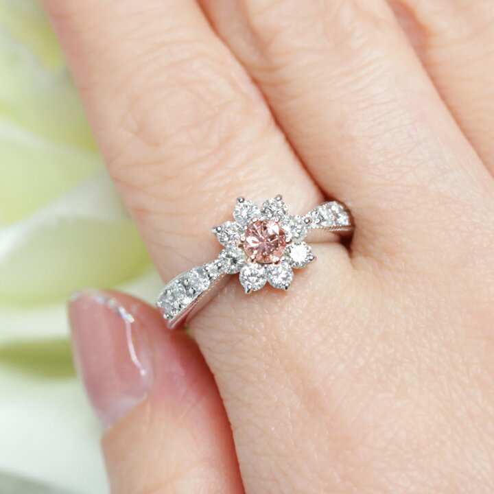 楽天市場】ファンシーオレンジピンクダイヤモンド 0.257ct リング 10.5  