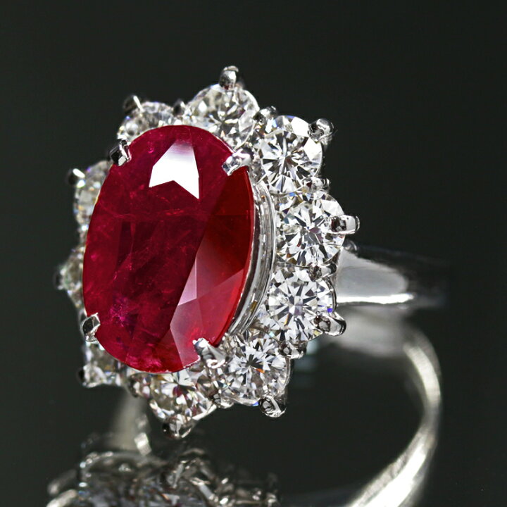 楽天市場】ピジョンブラッドルビー 5ct ダイヤモンド リング 9号 PT900 