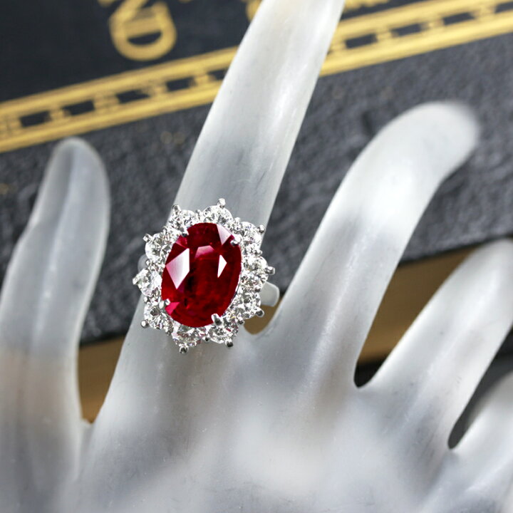 楽天市場】ピジョンブラッドルビー 5ct ダイヤモンド リング 9号 PT900 
