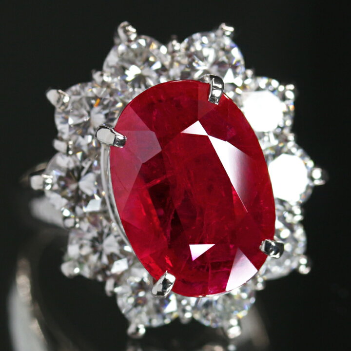 楽天市場】ピジョンブラッドルビー 5ct ダイヤモンド リング 9号 PT900 
